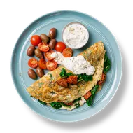 Omelette with Cherry Tomato, Olives and Basil