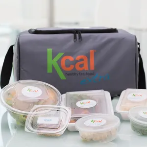 A Kcal Meal Plan bag from 2012 with a selection of healthy meals in clear plastic containers.