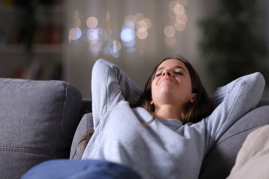 Woman napping during the day