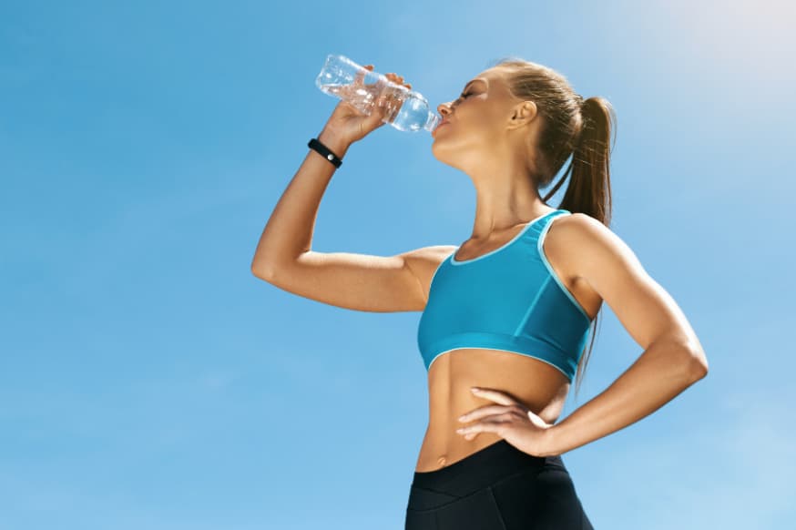 Woman staying hydrated