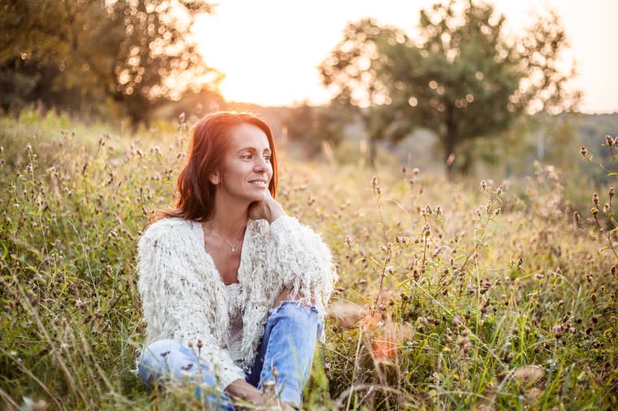 Menopausal woman enjoying the outdoors