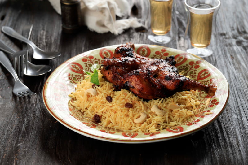 Arabic chicken meal with lean protein and whole grain rice